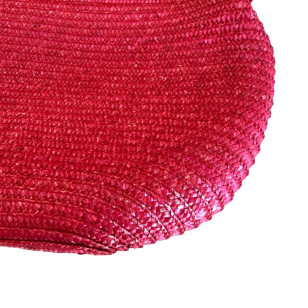 Pink Straw Woven Crossbody Purse Boho Indie Adjustable Strap Zipper Closure Bag - Picture 2 of 6
